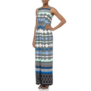 ADRIANNA PAPELL PETITE Colorblock Green Blue Black Stripe Sheath Dress 4P